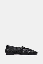 BLACK BRAIDED WOVEN FLAT