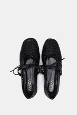 BLACK BRAIDED WOVEN FLAT