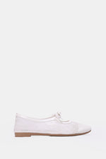 WHITE FLORAL MESH BALLERINA - POINTED TOE