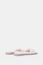 WHITE KNITTED SLIPPERS