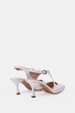 WHITE T-STRAP KITTEN HEELS