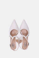 WHITE T-STRAP KITTEN HEELS