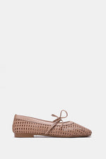 BEIGE BRAIDED WOVEN FLAT