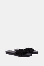 BLACK KNITTED SLIPPERS