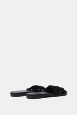 BLACK KNITTED SLIPPERS