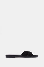 BLACK KNITTED SLIPPERS