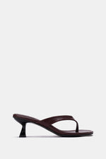 BURGUNDY LEATHER KITTEN HEEL SANDALS