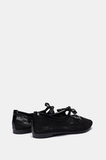 BLACK FLORAL MESH BALLERINA - POINTED TOE