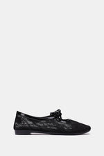 BLACK FLORAL MESH BALLERINA - POINTED TOE
