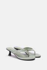 MINT GREEN SUEDE KITTEN HEEL SANDALS