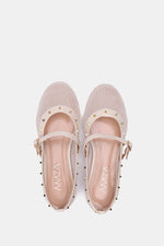BEIGE FISHNET STUDDED FLAT