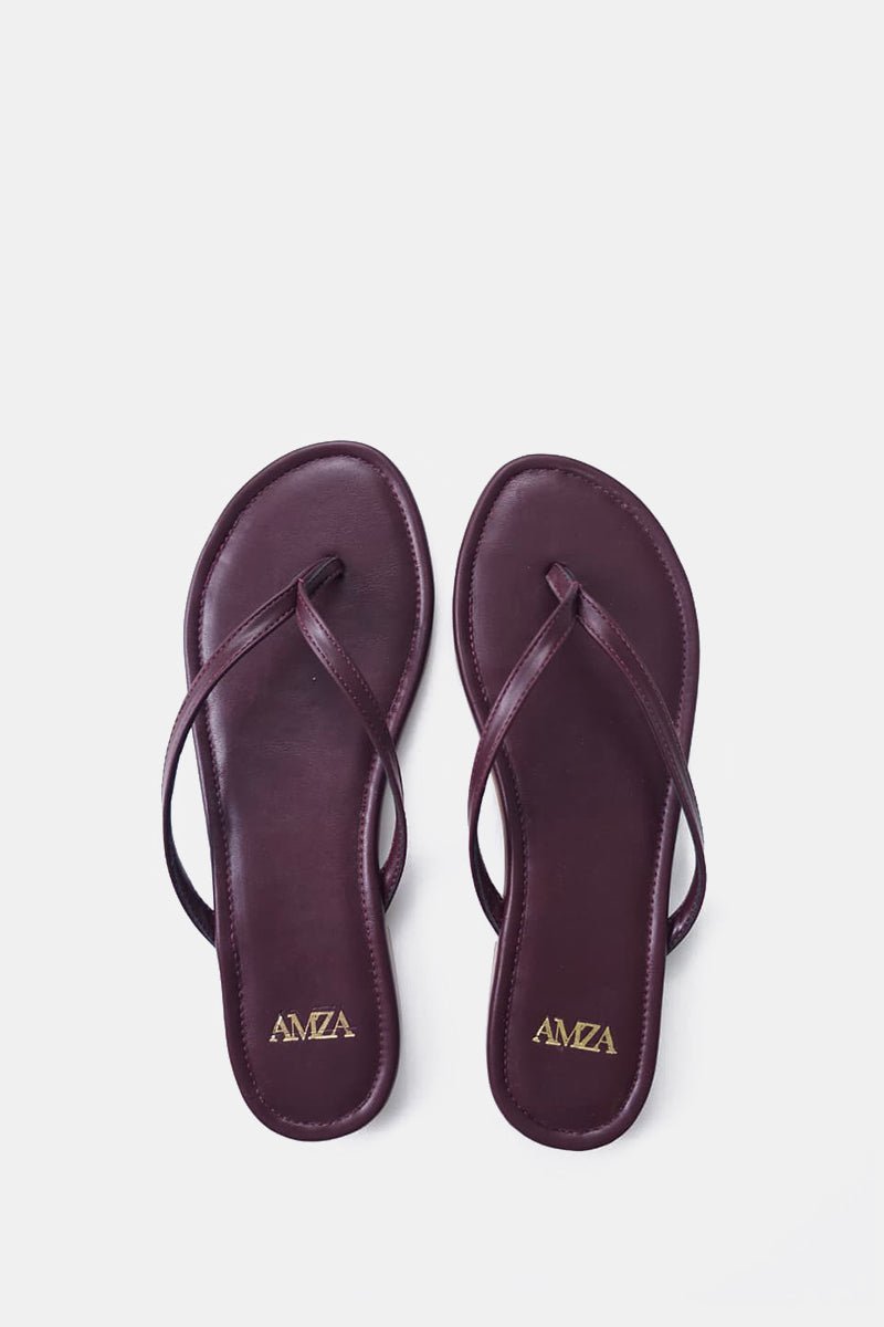 BURGUNDY THONG FLAT SANDAL