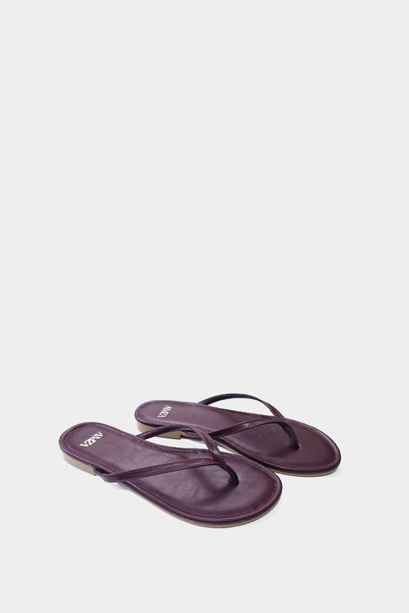 BURGUNDY THONG FLAT SANDAL