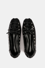 BLACK LACE UP BALLERINA