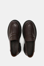 BROWN LEATHER CHUNKY LOAFERS