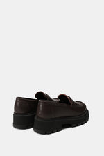 BROWN LEATHER CHUNKY LOAFERS
