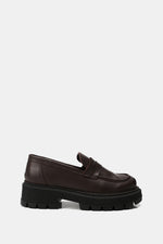 BROWN LEATHER CHUNKY LOAFERS