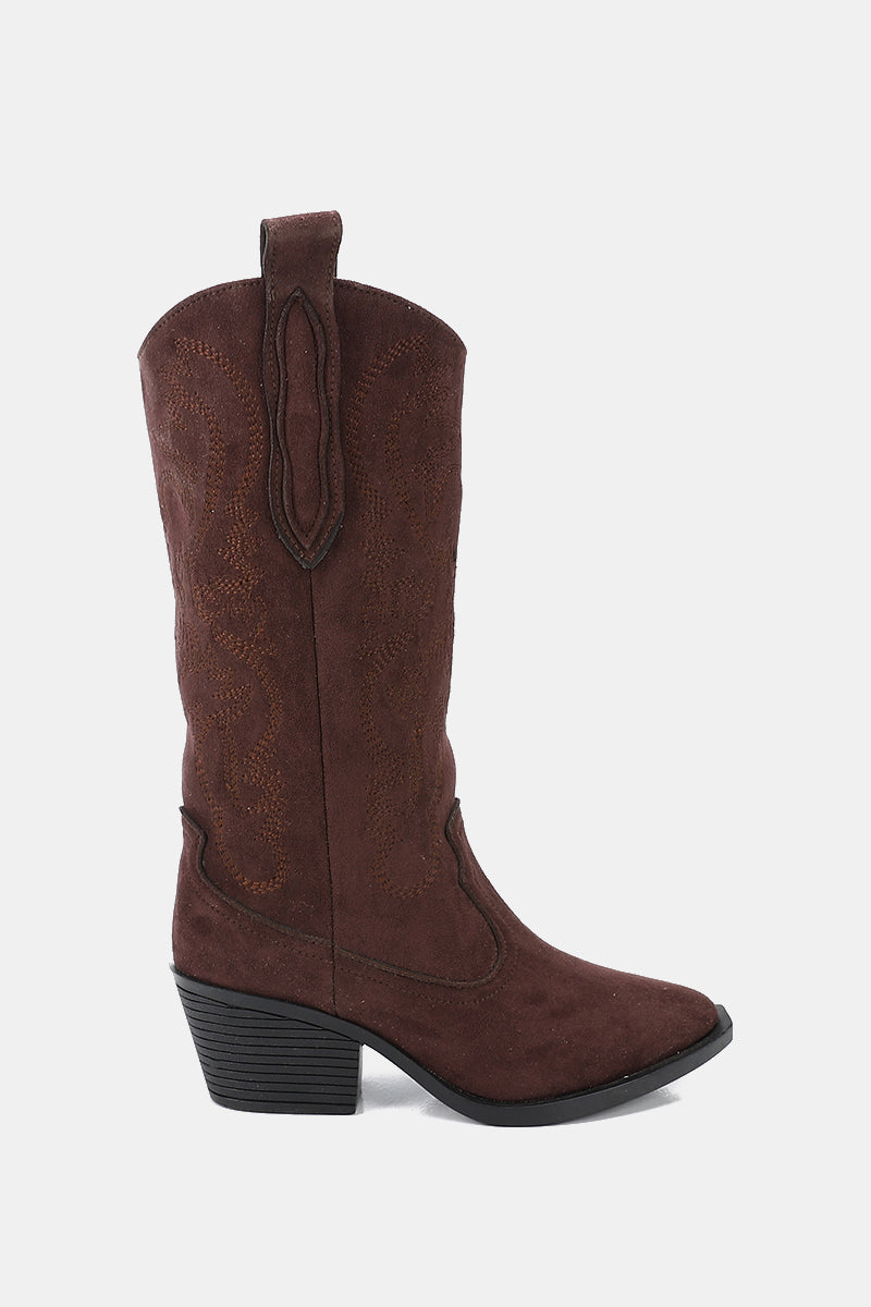 EMBROIDERED BROWN COWBOY BOOTS