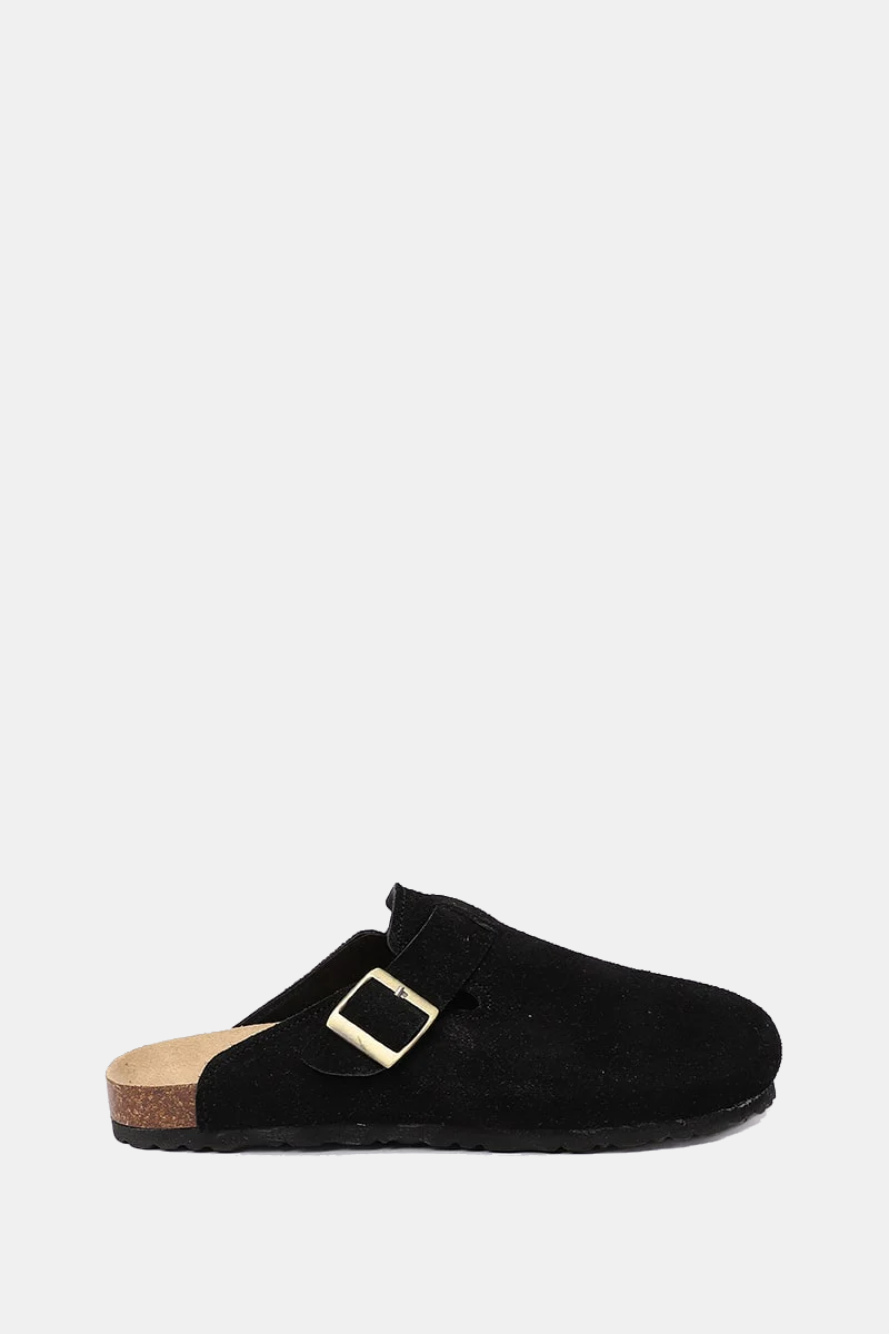 PREMIUM SUEDE BLACK CLOGS