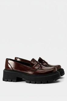 BORDEAUX PREMIUM LEATHER CHUNKY LOAFERS