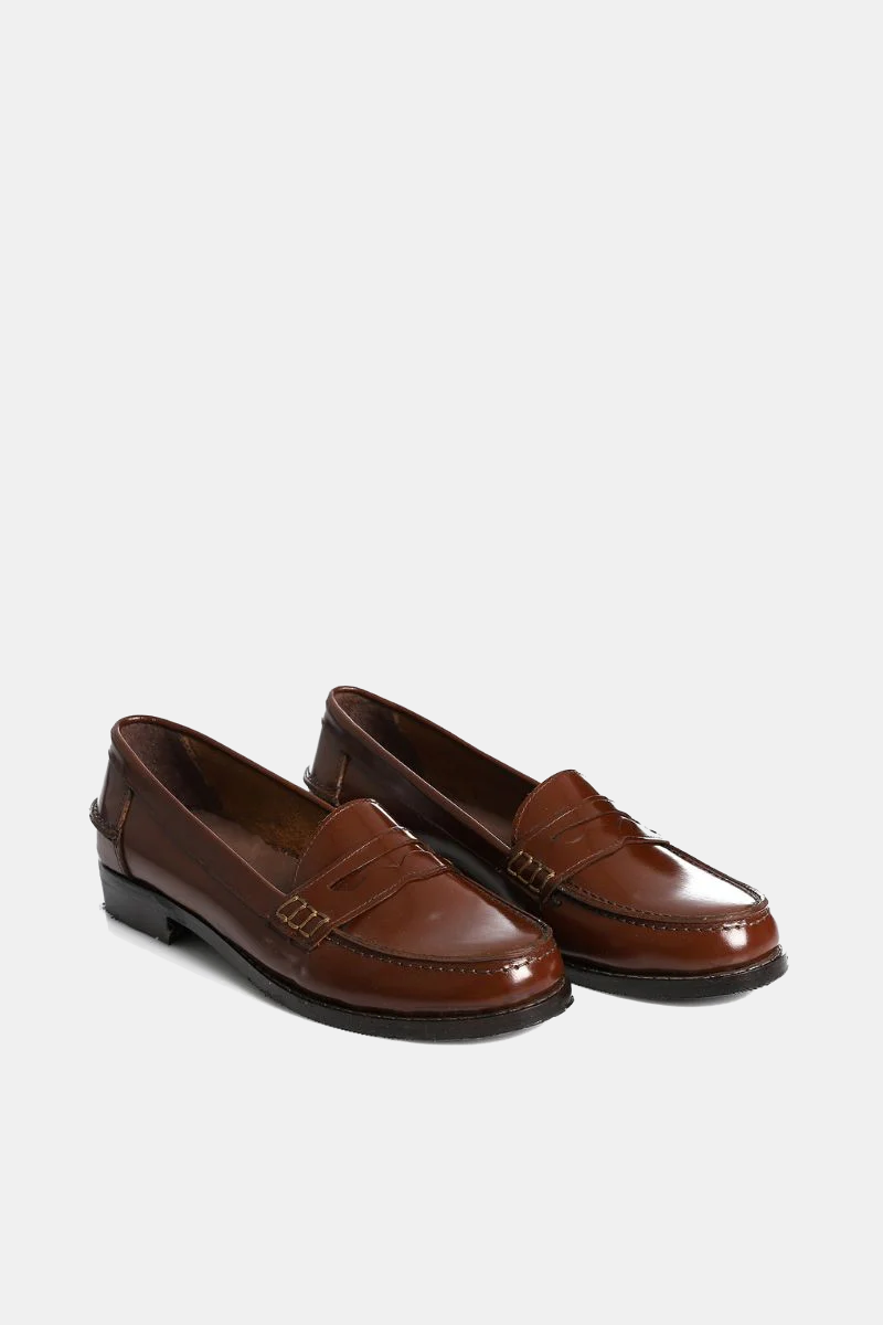 BROWN LEATHER PENNY LOAFERS VERNA