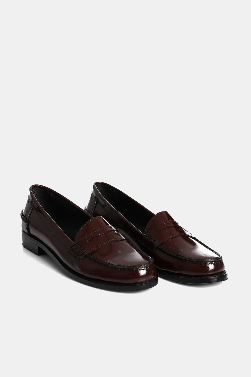 BURGUNDY VERNE LEATHER PENNY LOAFERS