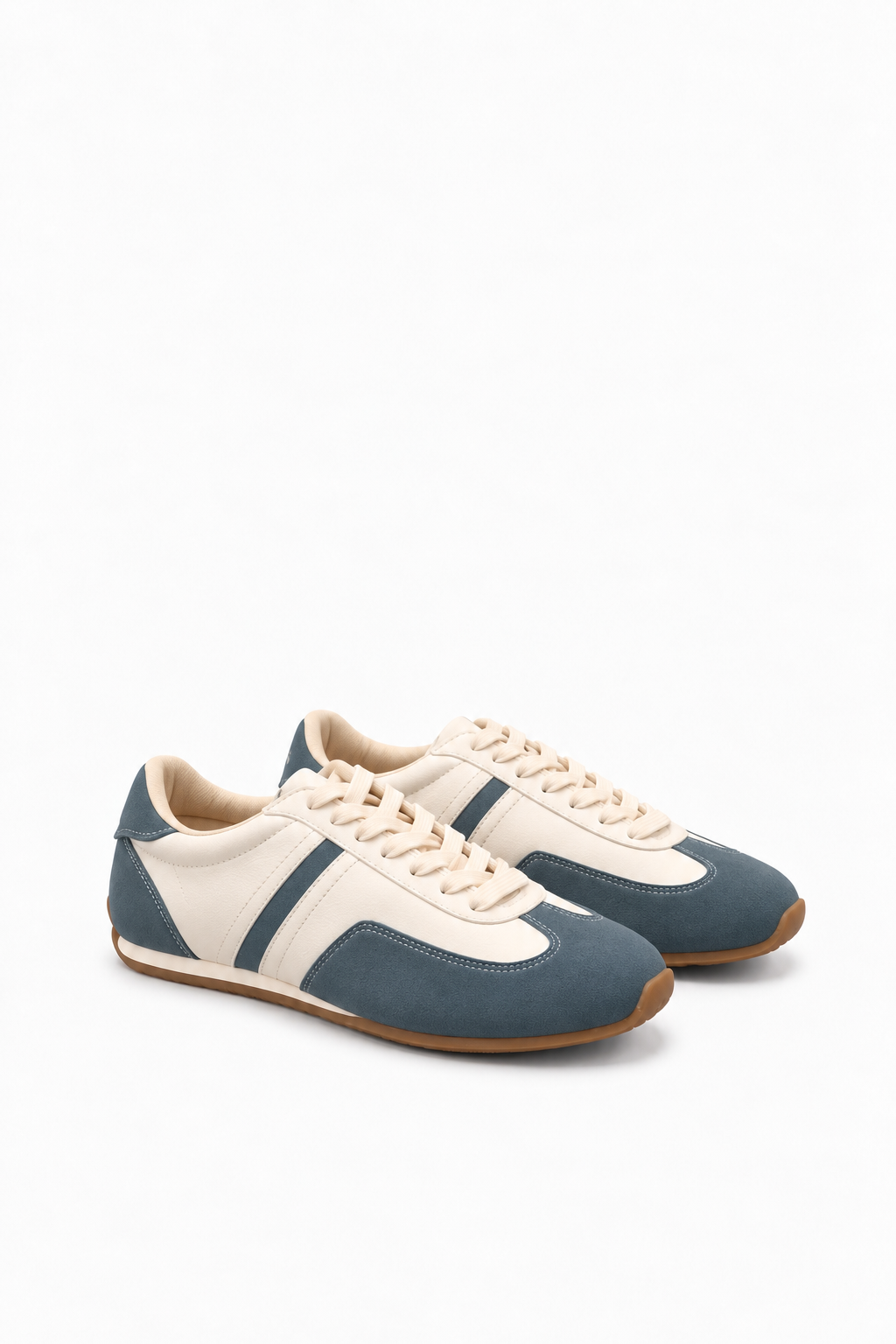 NAVY CREAMY GENUINE LEATHER TRAINERS