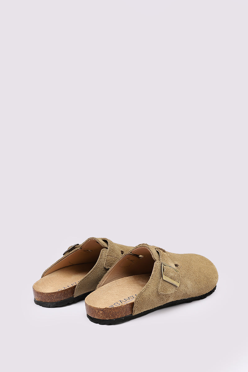 BEIGE SUEDE CLOGS