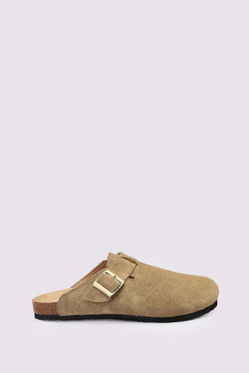 BEIGE SUEDE CLOGS