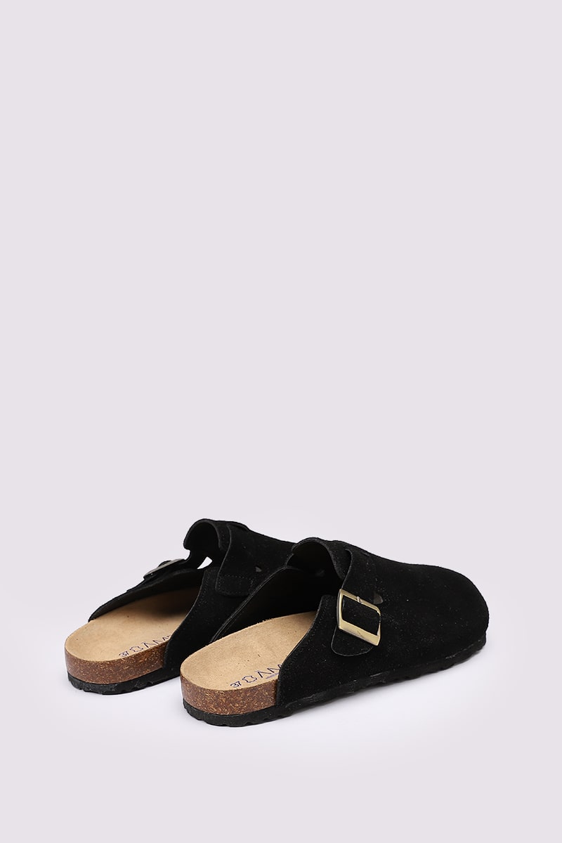BLACK SUEDE CLOGS