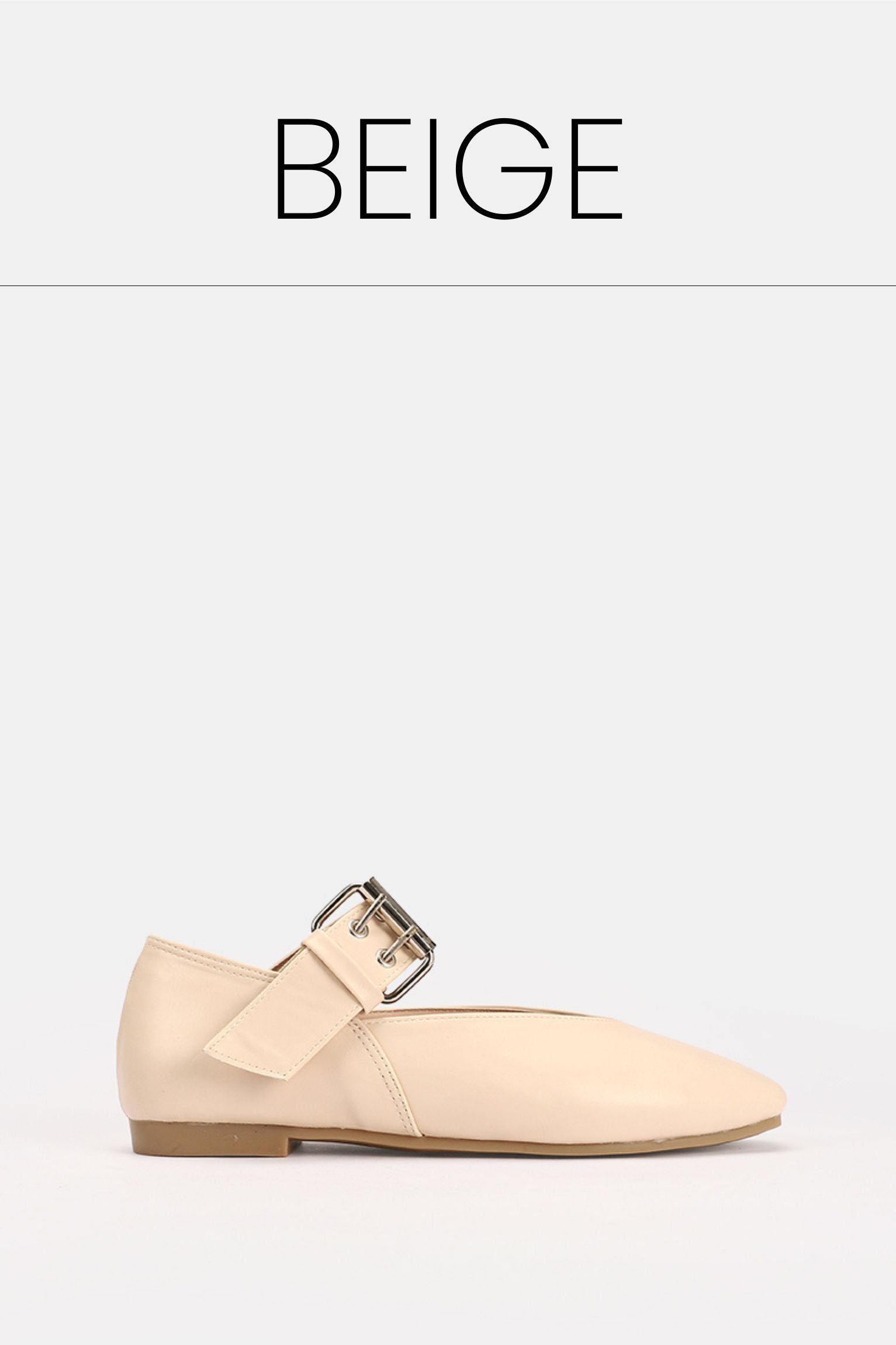 Beige buckle ballet flat