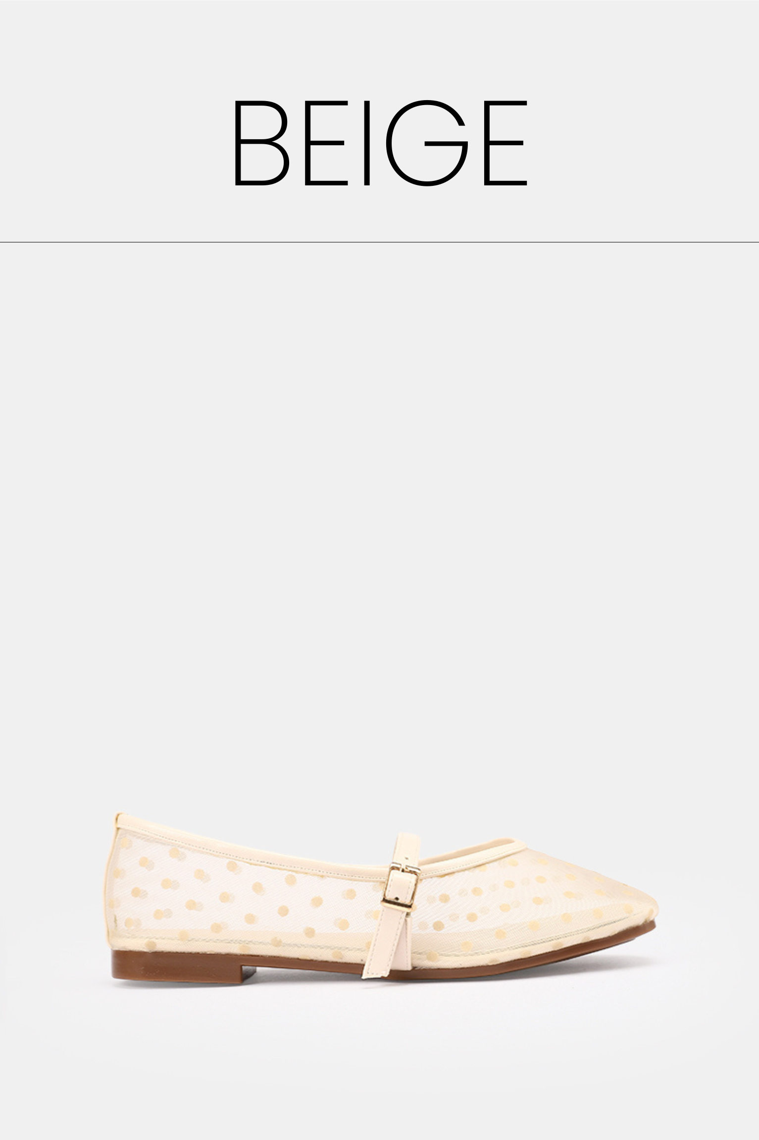 Beige dotted mesh mary jane