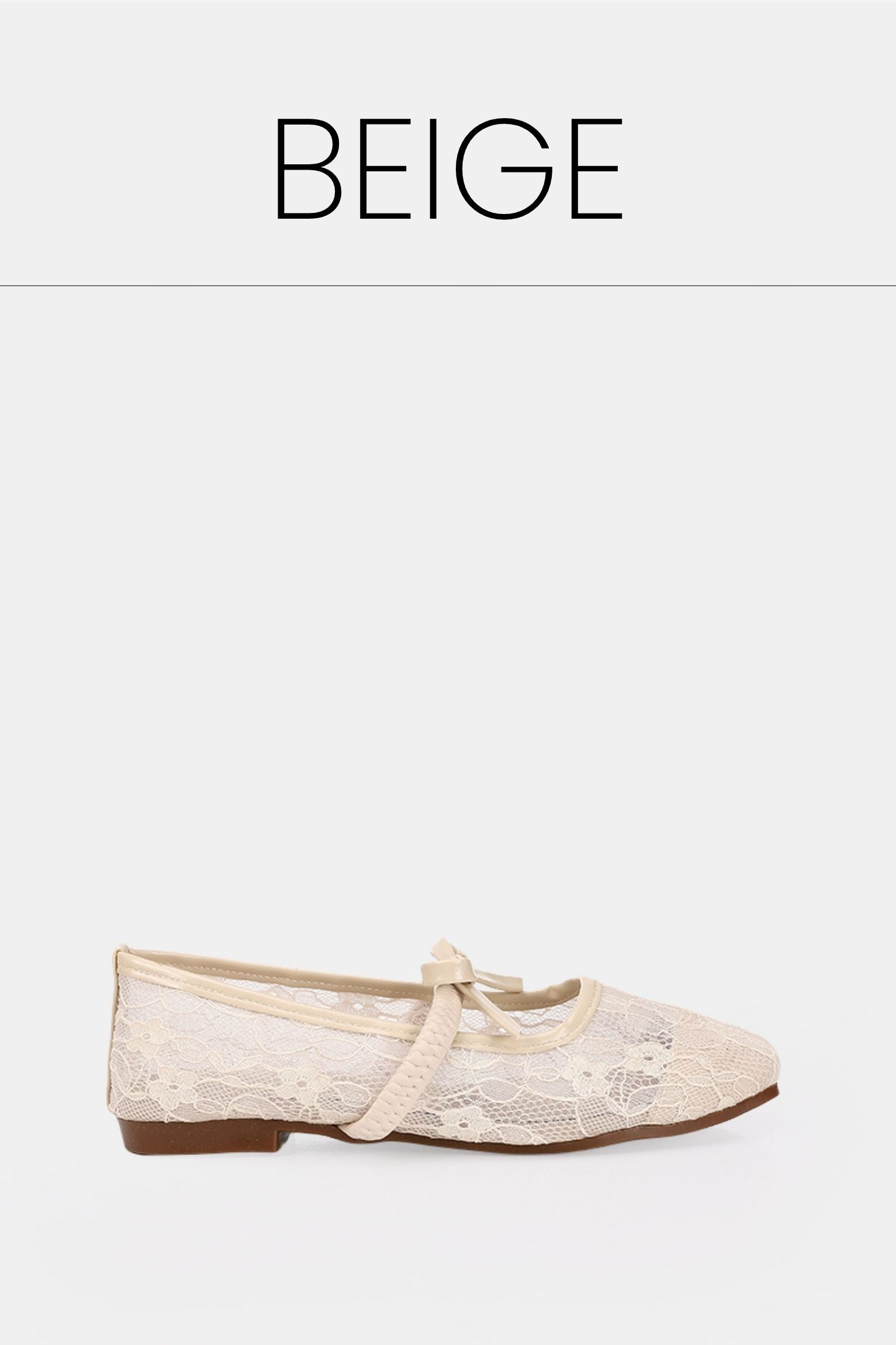Beige floral mesh ballerina