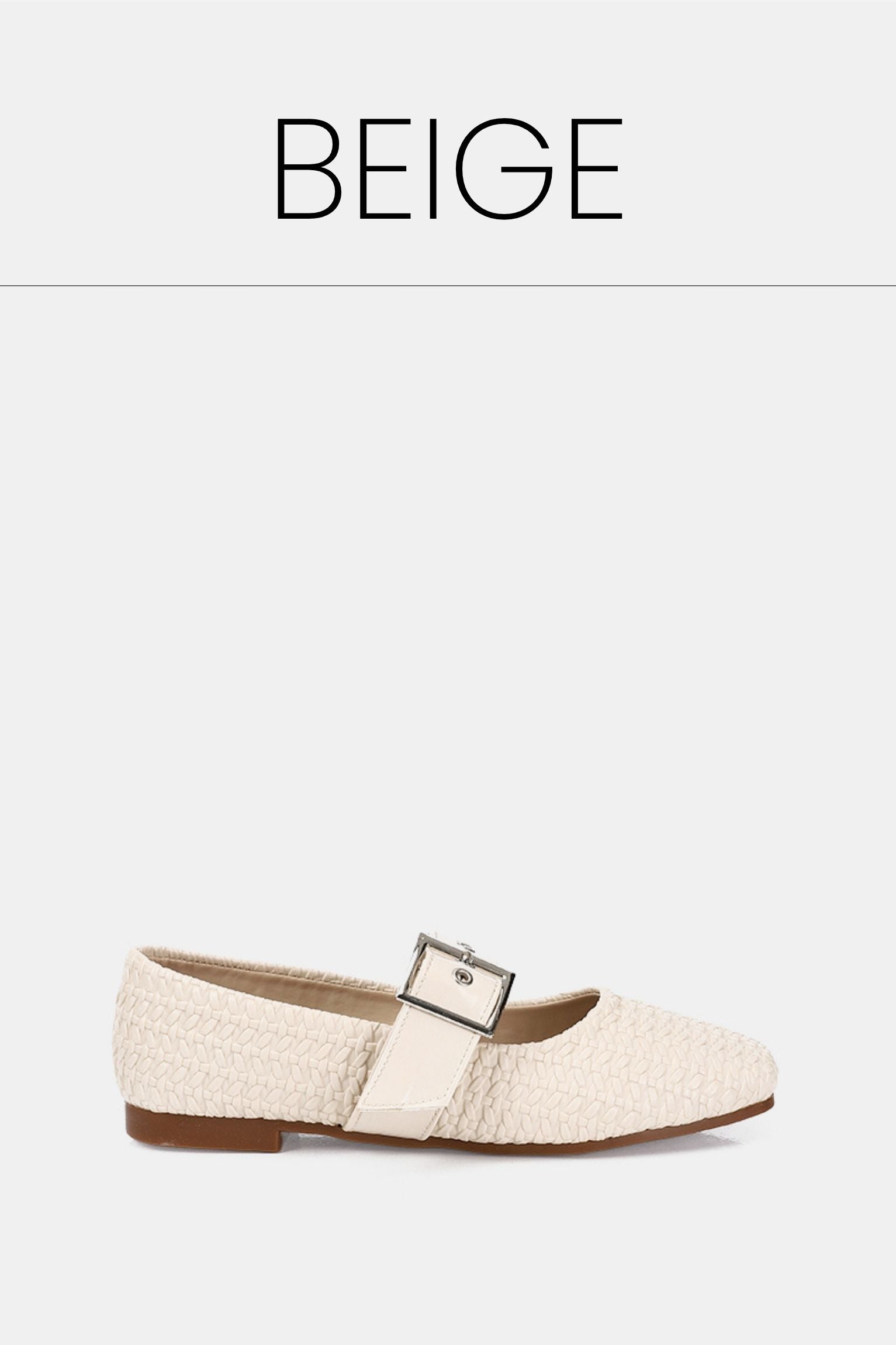 Beige wide buckled ballerina