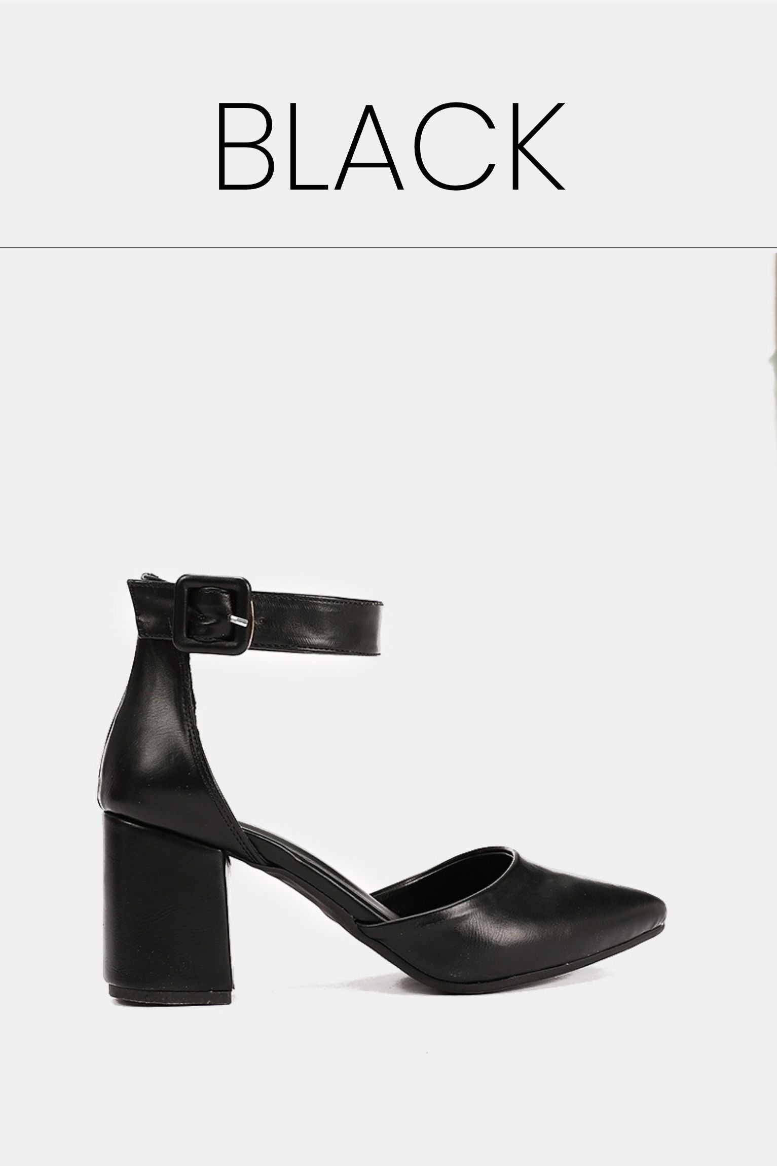 Black buckled chunky heels