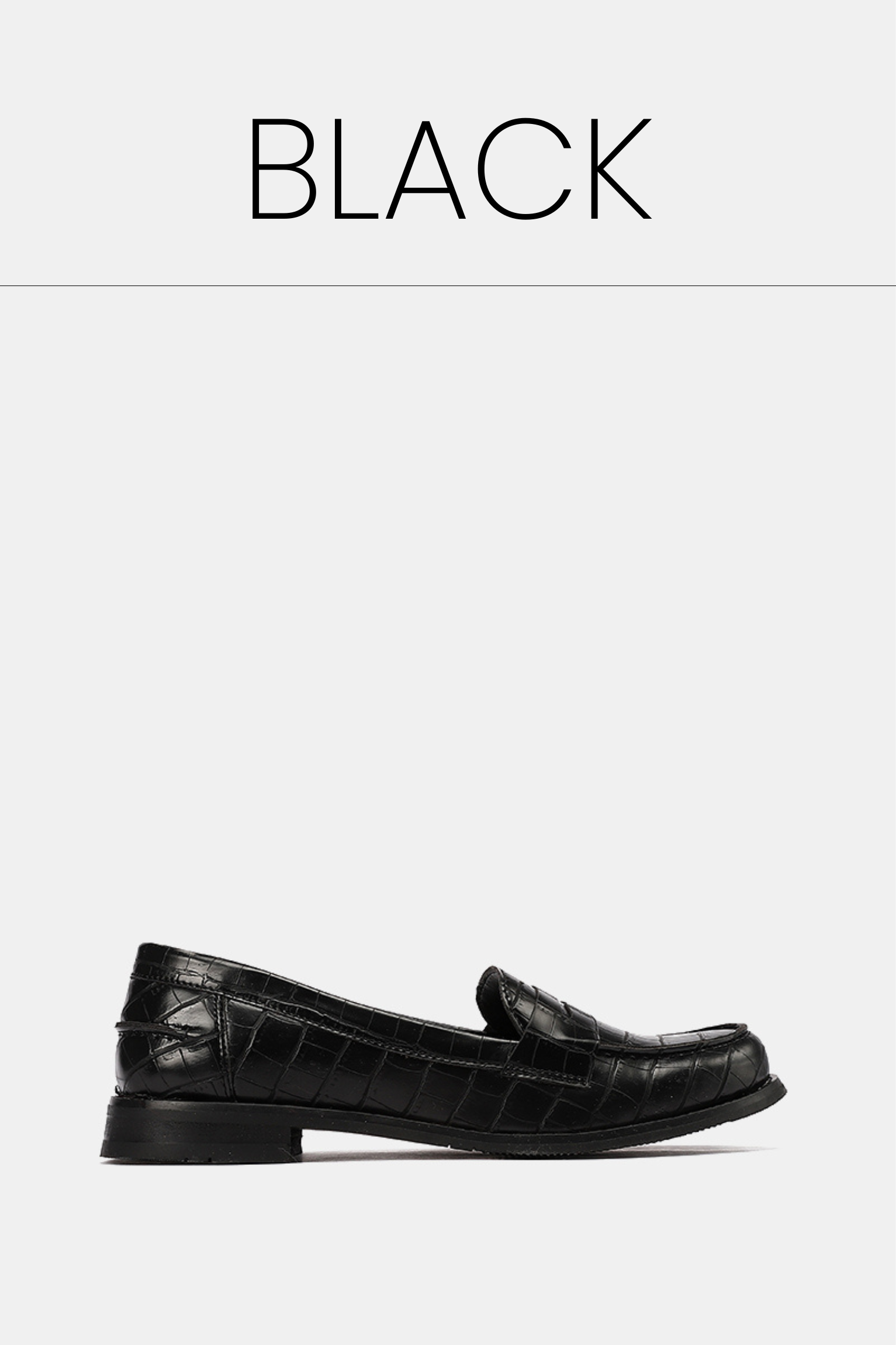 Black crocodile leather penny loafers