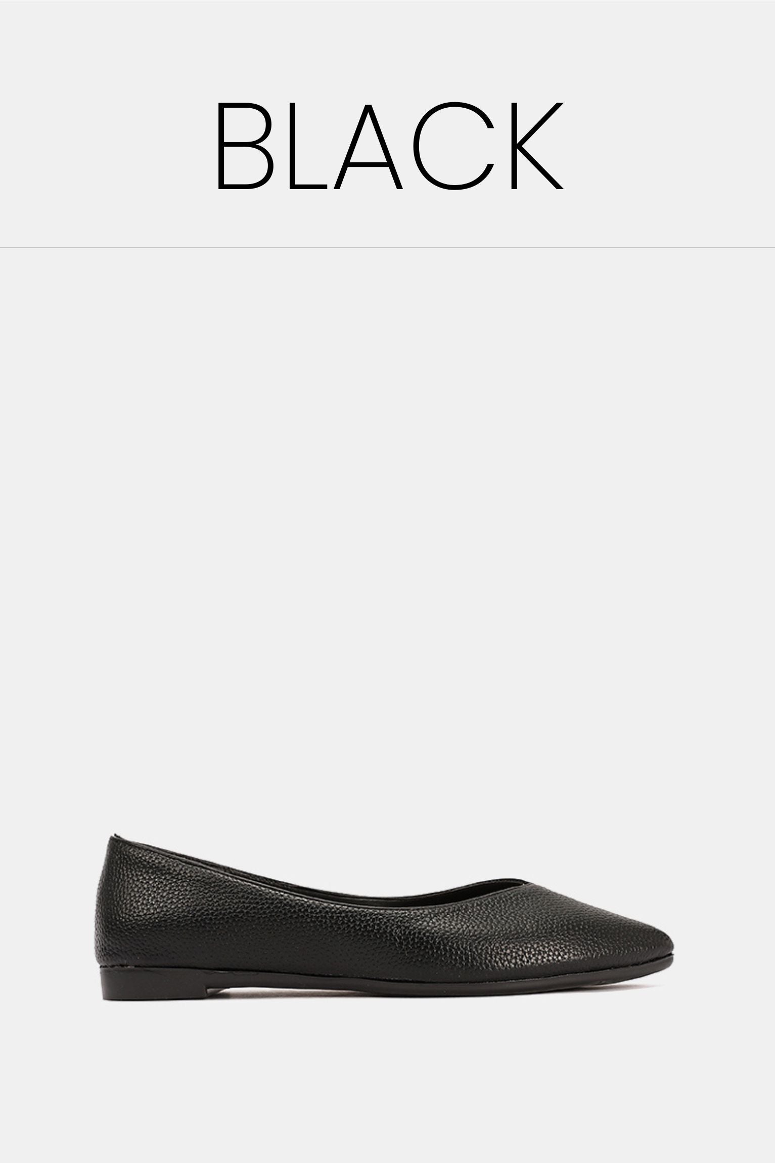 Black flat leather ballet