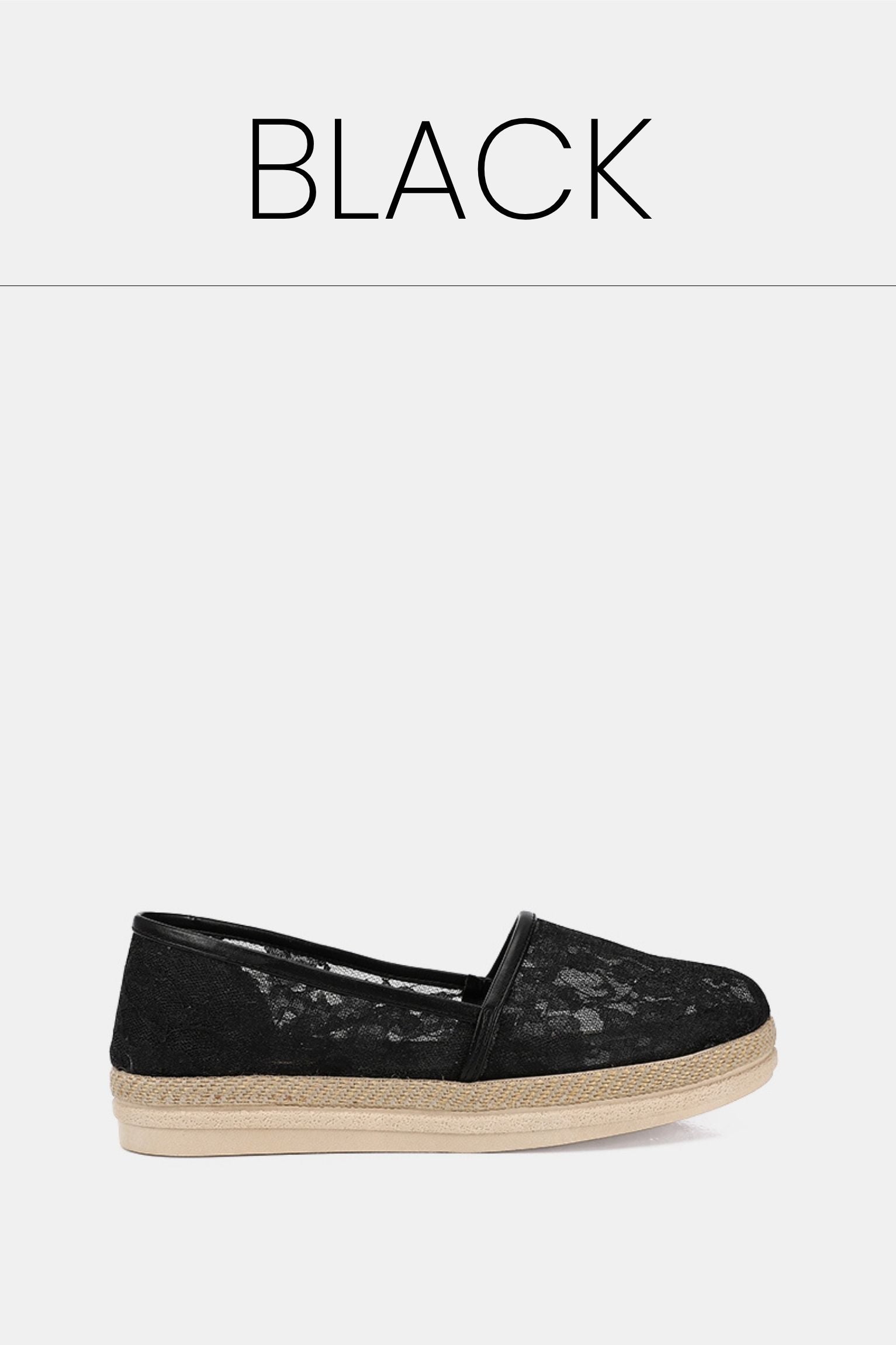 Black floral mesh loafers