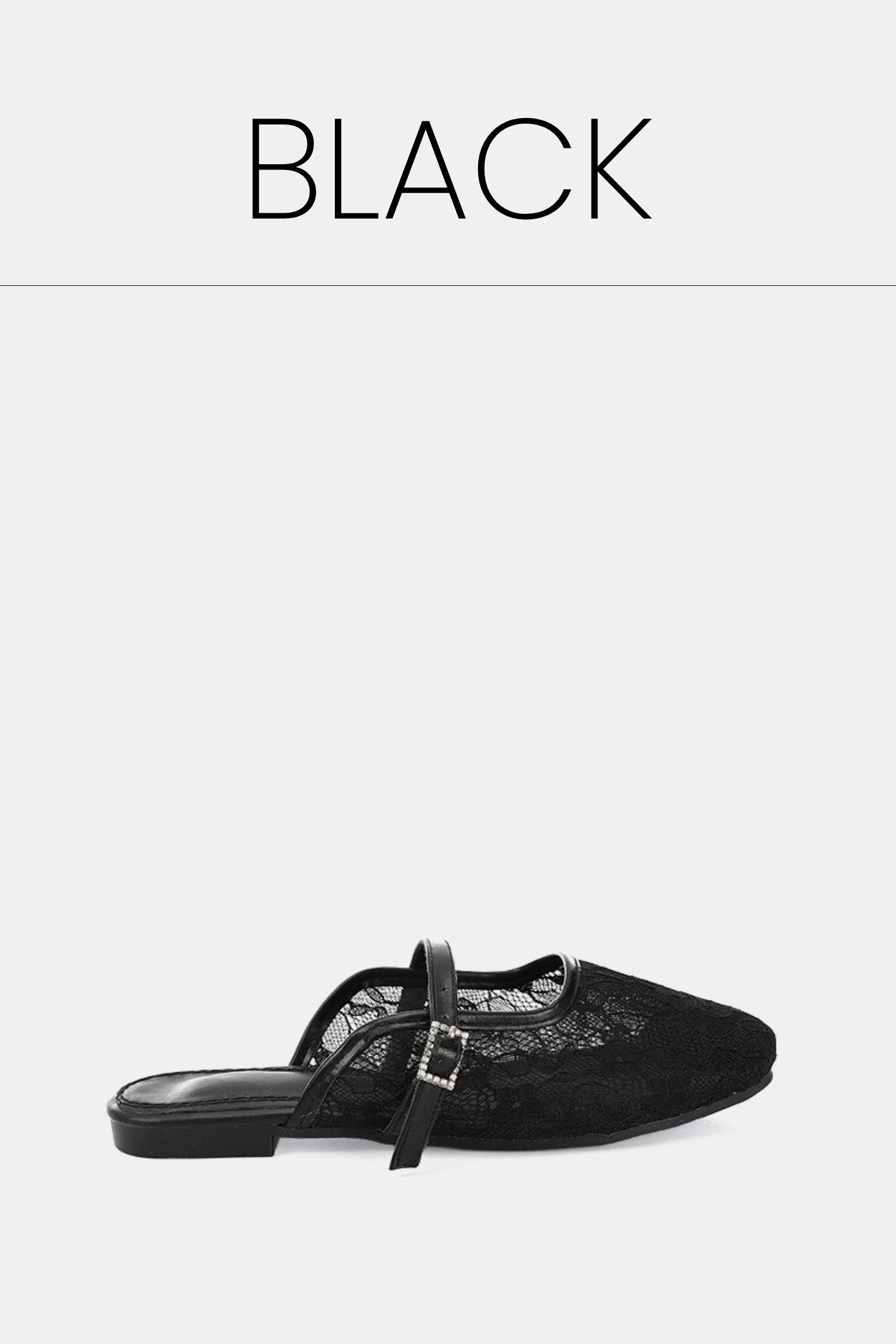 Black floral mesh mule