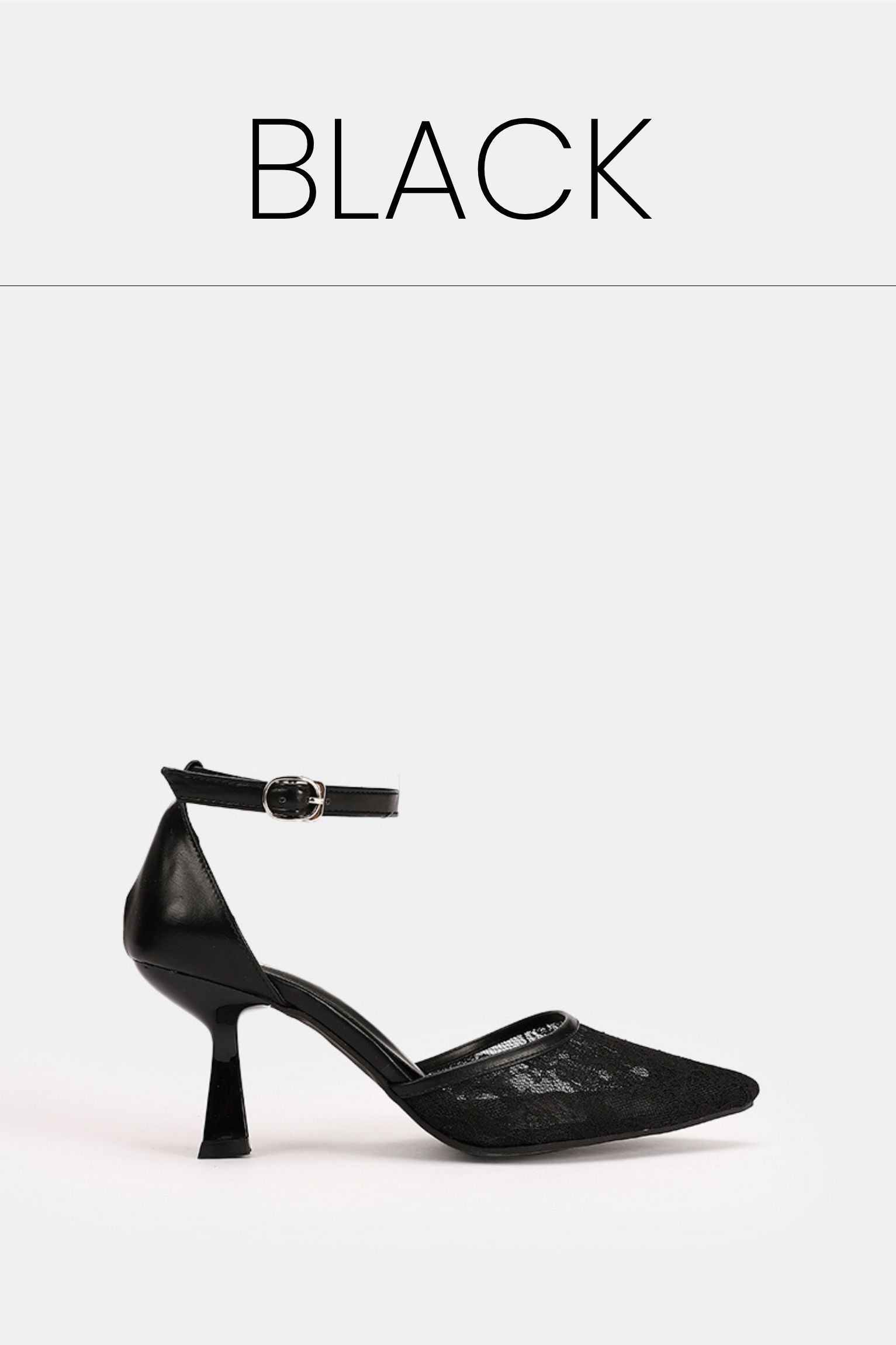 Black floral strap heels