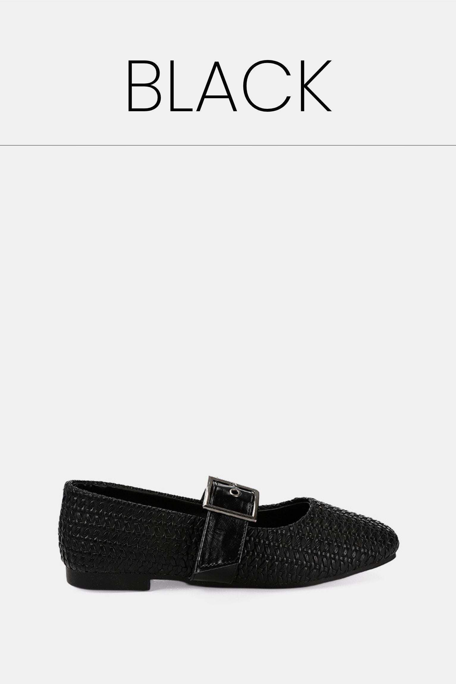 Black wide buckle ballerina