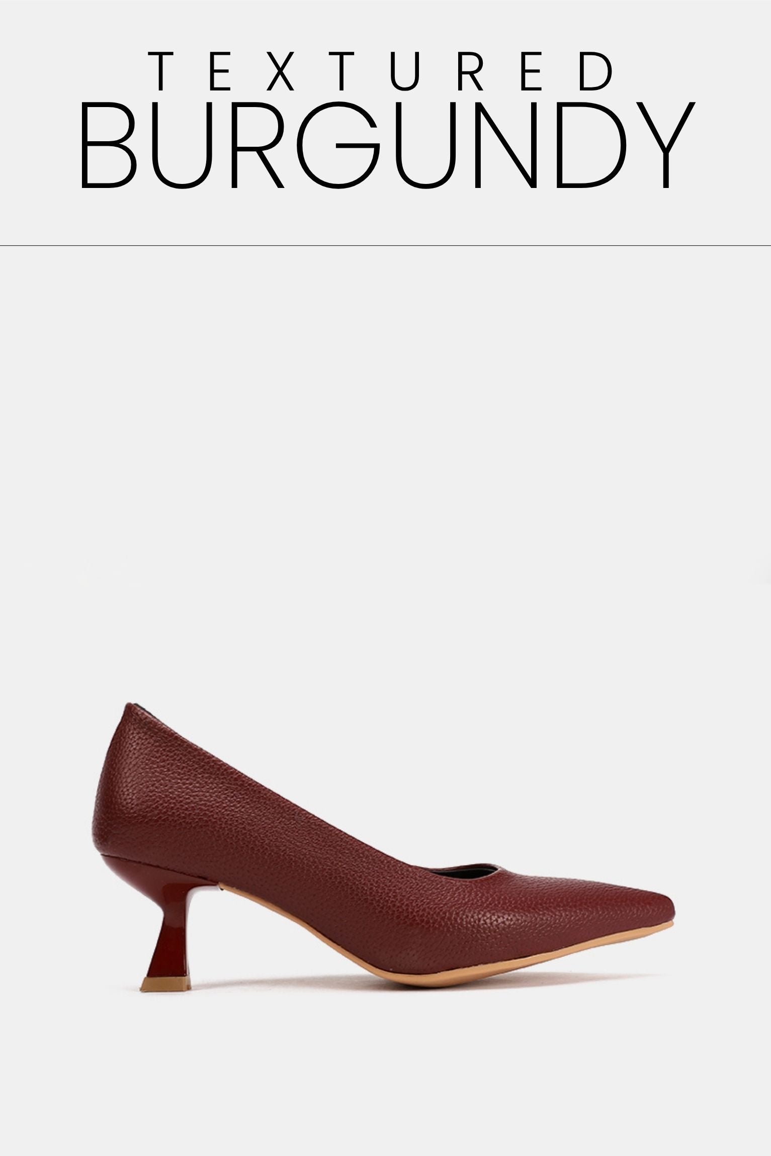 Burgundy open kitten pumps