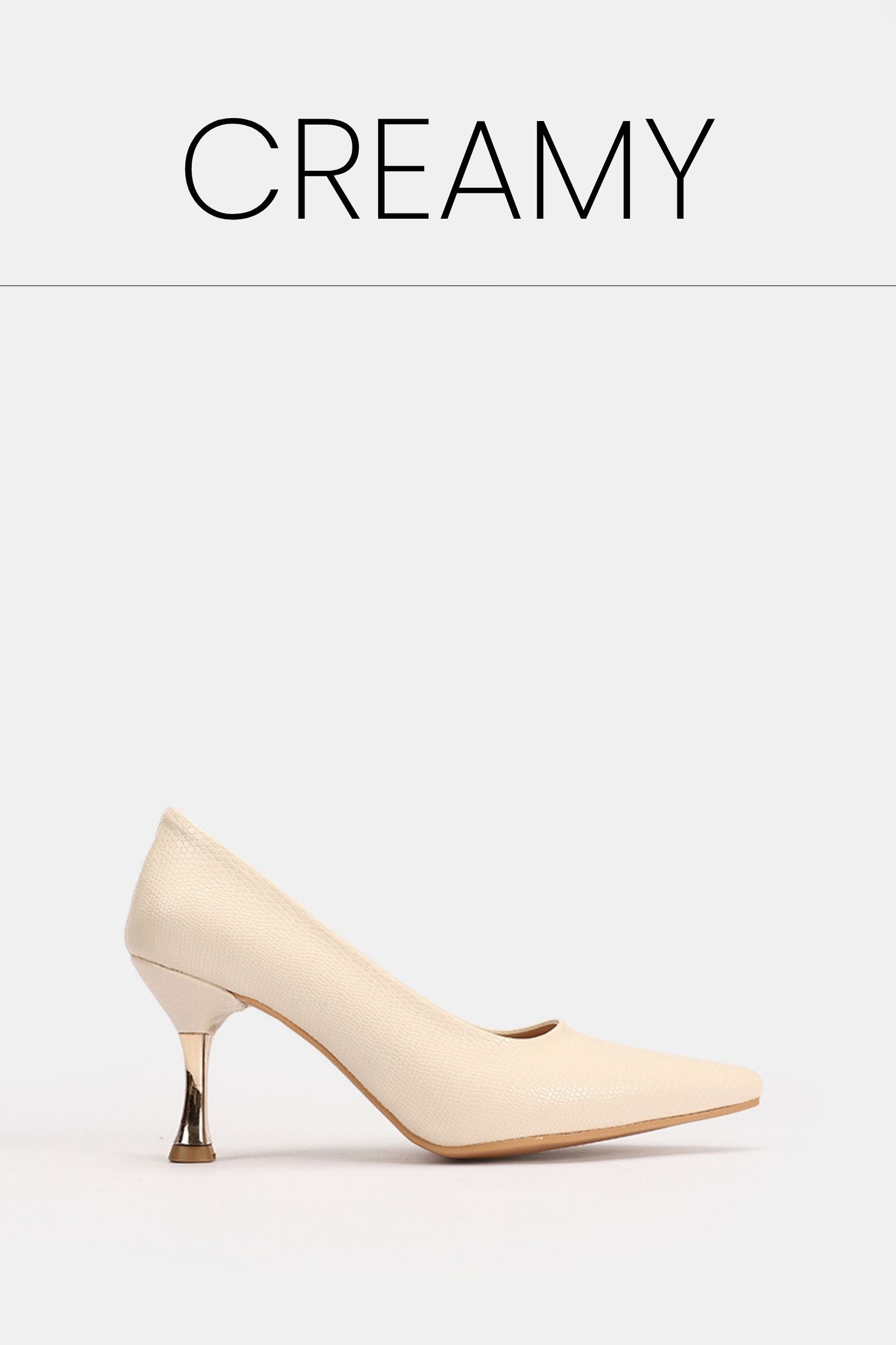 Creamy crocodile kitten heels