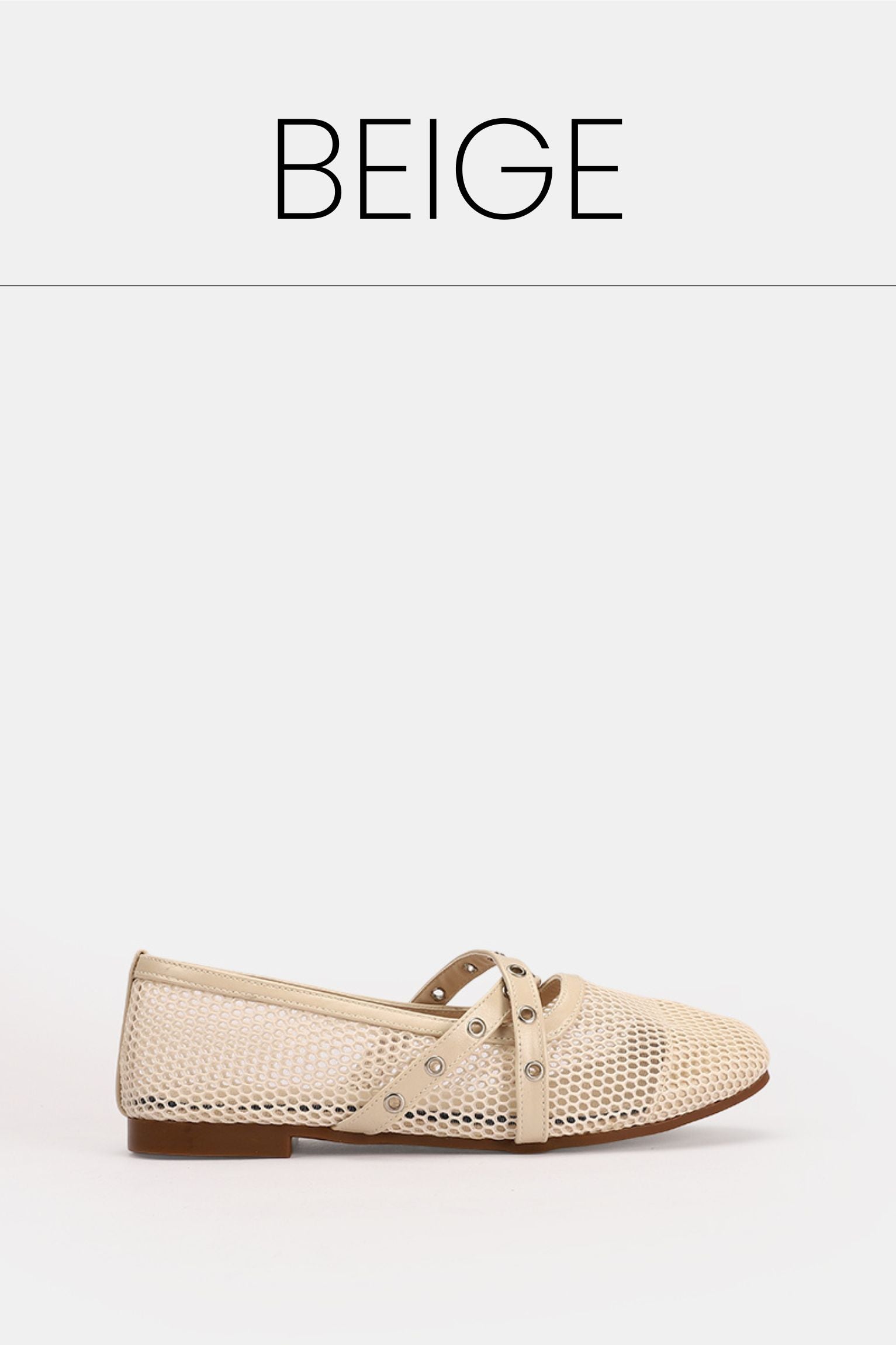 Cross strap beige ballerina