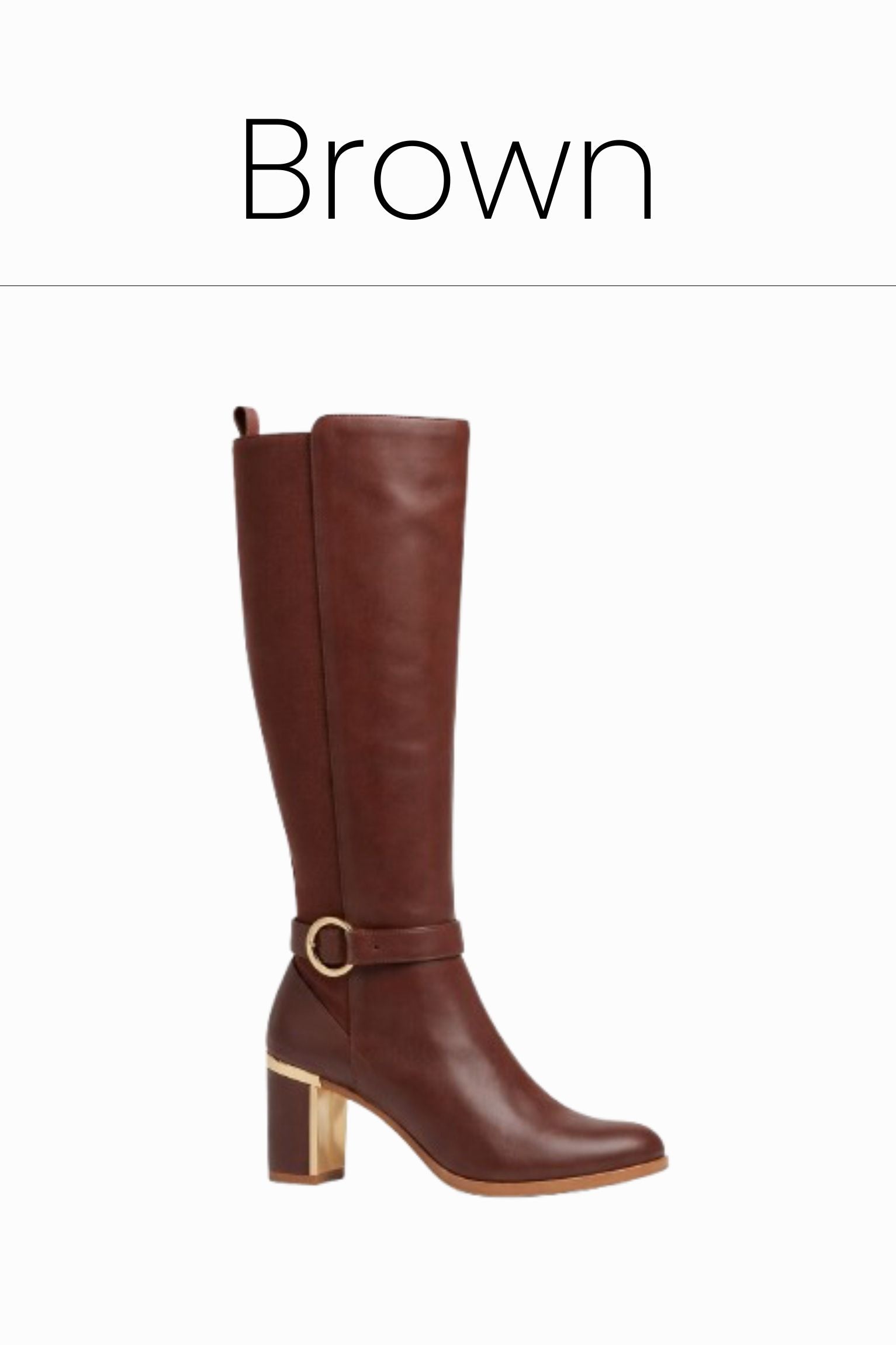 Brown faux leather knee high boots