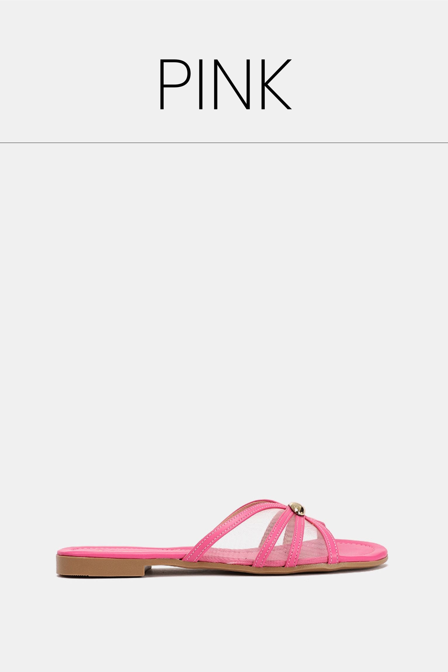 Gold buckle pink sheer slippers