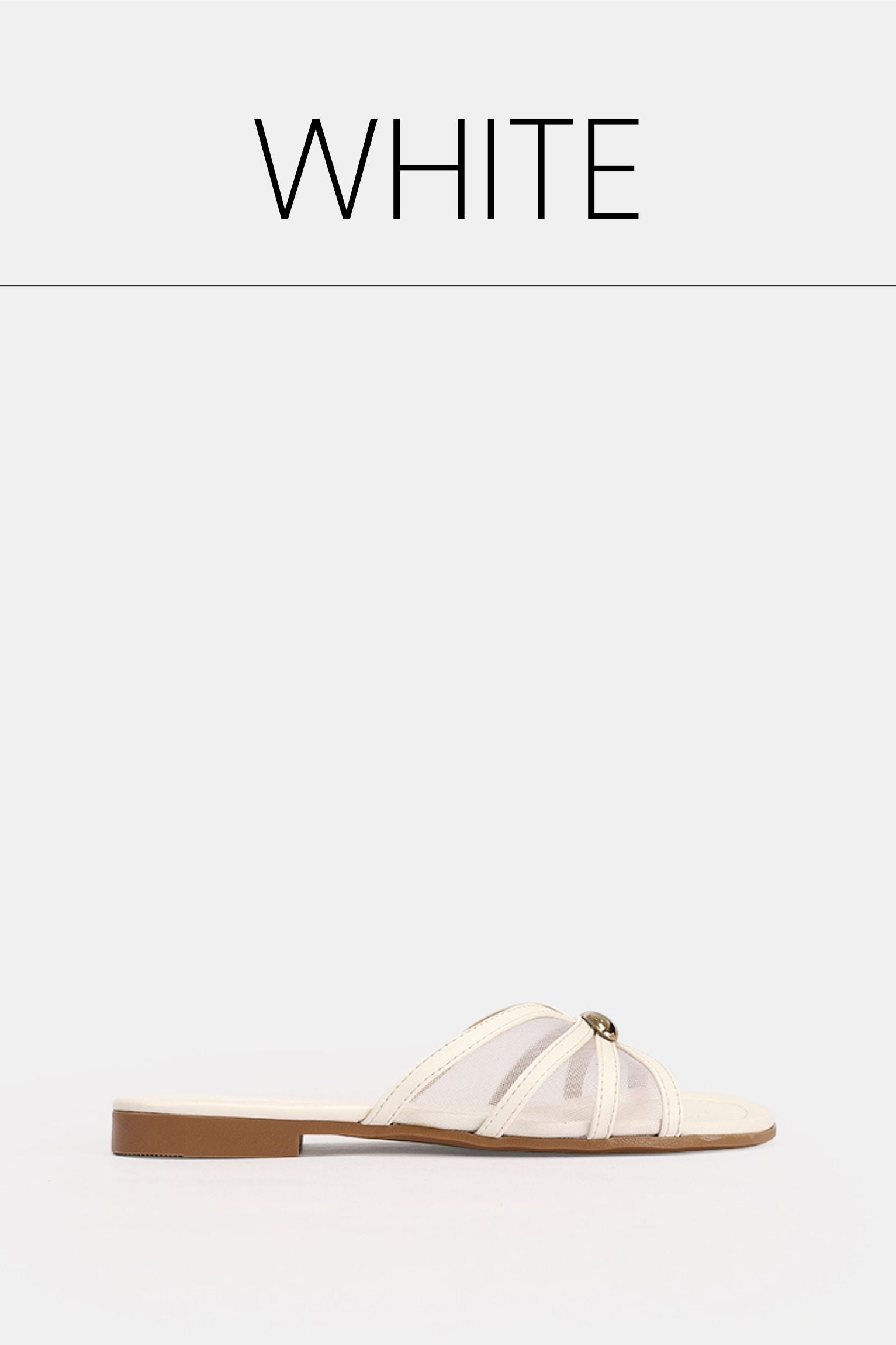 Gold buckle creamy sheer slippers