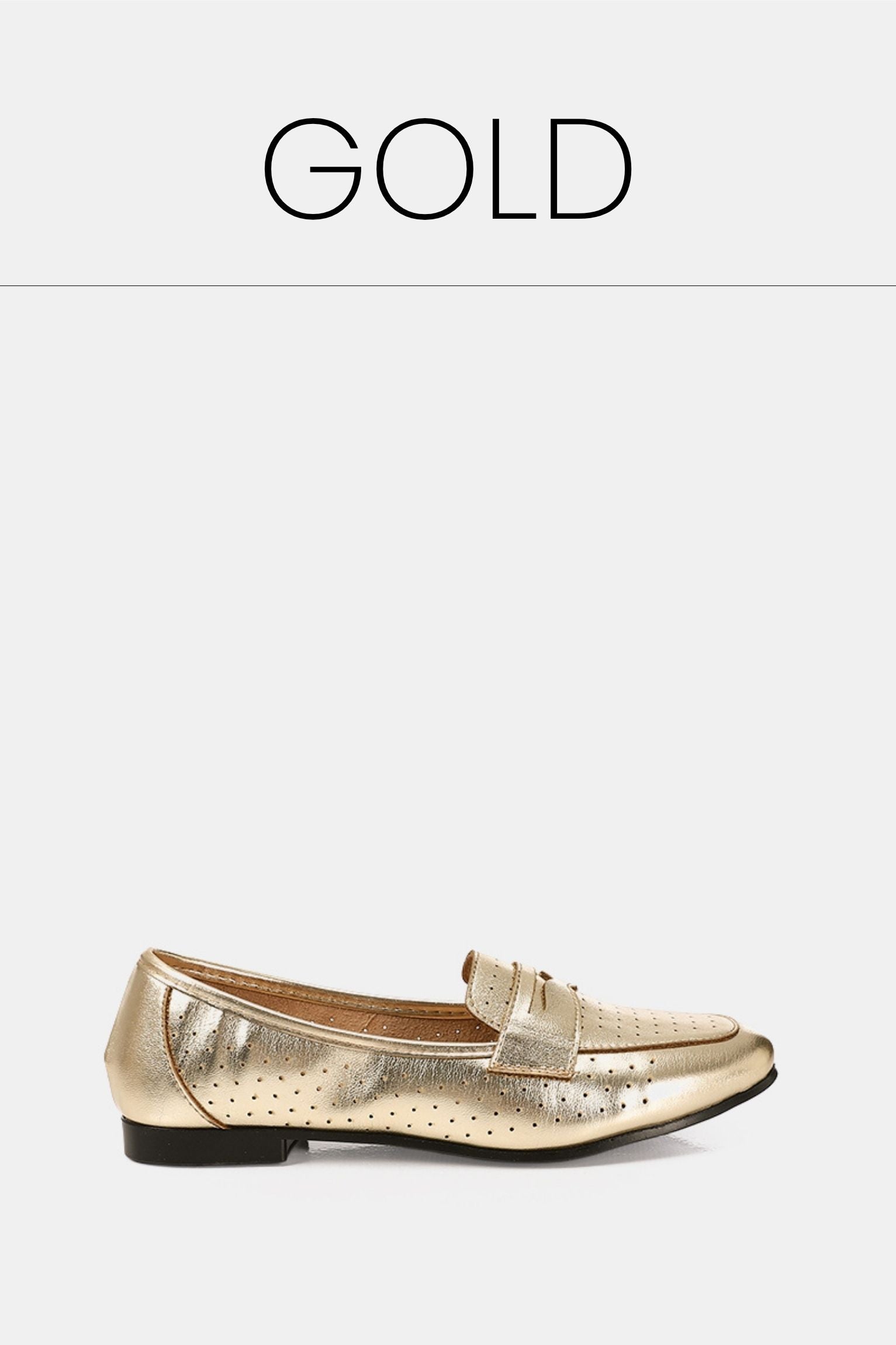 Gold leather slip on loafers