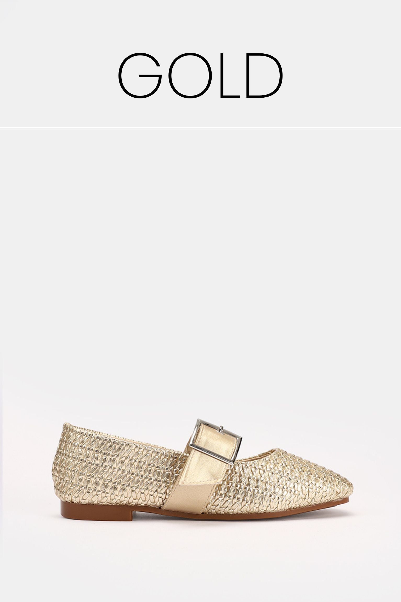 Gold wide buckle ballerina