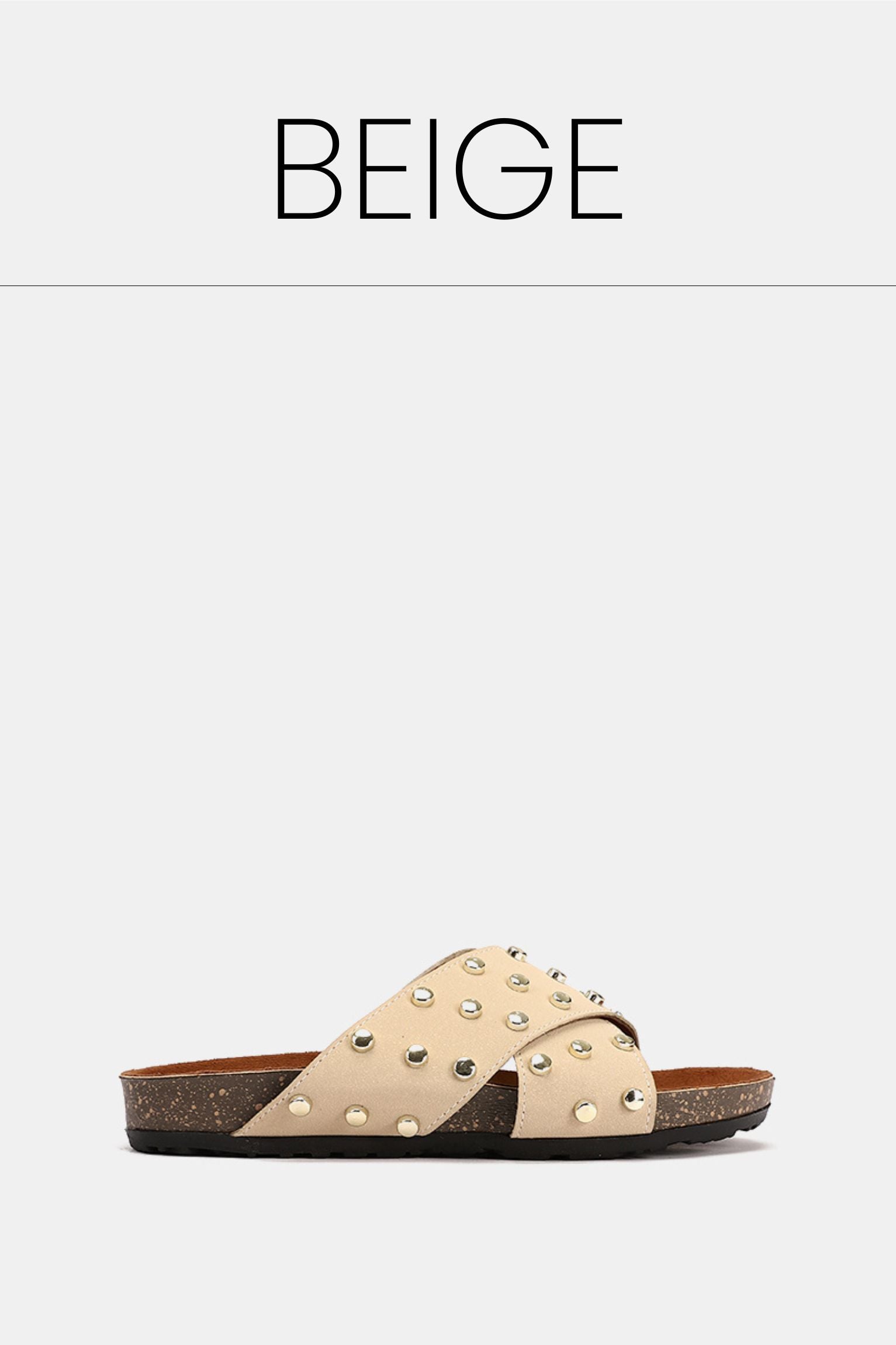 Jeweled crossed beige sandal
